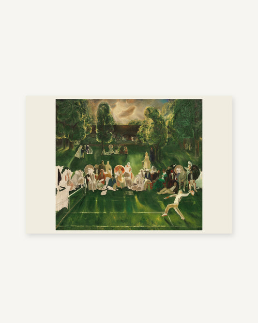 Unframed Tennis Tournament by George Bellows 1920 vintage tennis painting print with ivory border