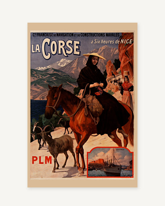 Corsica vintage travel poster (1904) - full print with white border