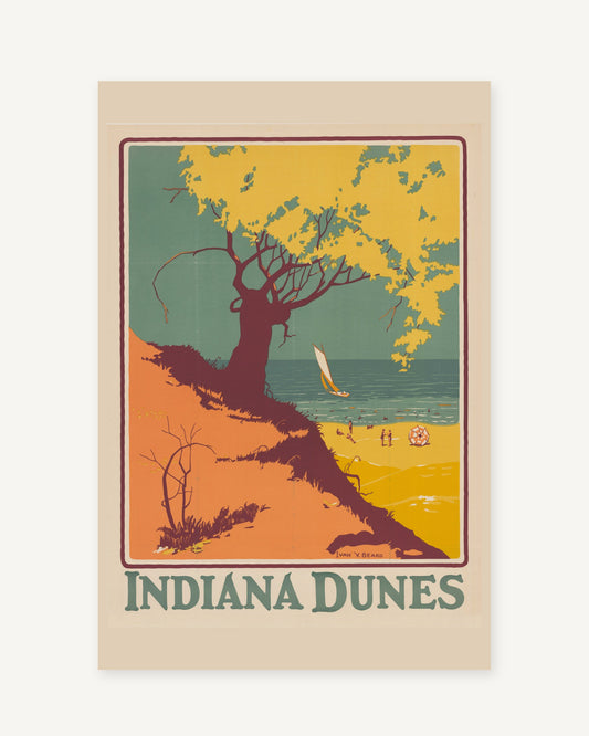 Indiana Dunes vintage travel poster (1927) - full print with white border