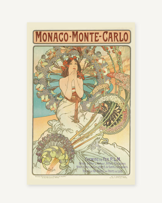 Monaco Monte-Carlo vintage travel poster (1897) - full print with white border