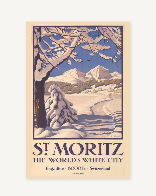 St. Moritz vintage travel poster (1929) - full print with white border