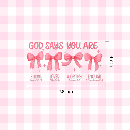 "God Says You Are" Affirmation Christian Car Decal