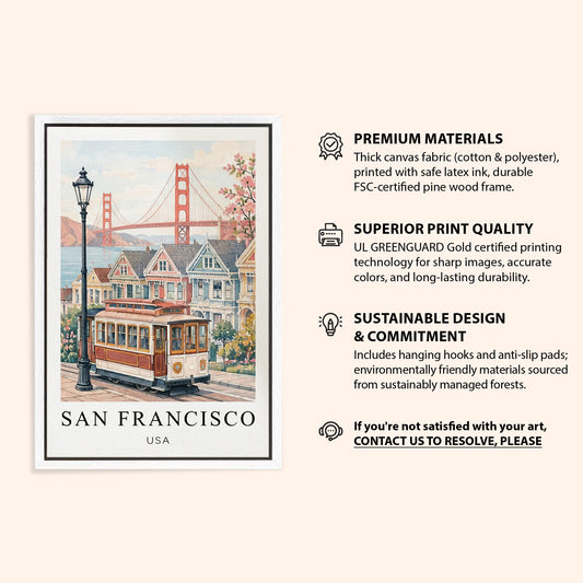 San Francisco Canvas Wall Art — California Cityscape Decor