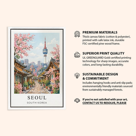 Seoul Canvas Wall Art — South Korea Cityscape Decor