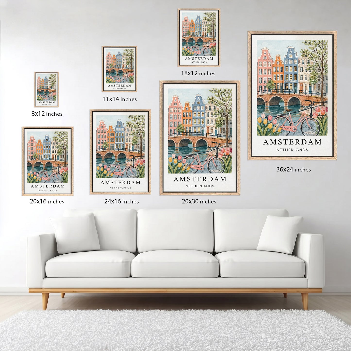 Amsterdam Canvas Wall Art – Netherlands Canal Decor, Dutch Cityscape Travel Artwork