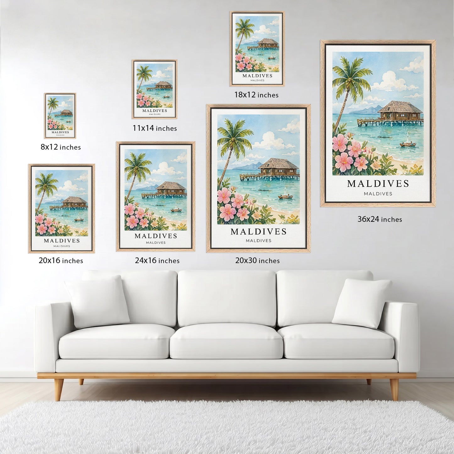 Maldives Canvas Wall Art – Tropical Island Decor, Ocean Paradise Artwork