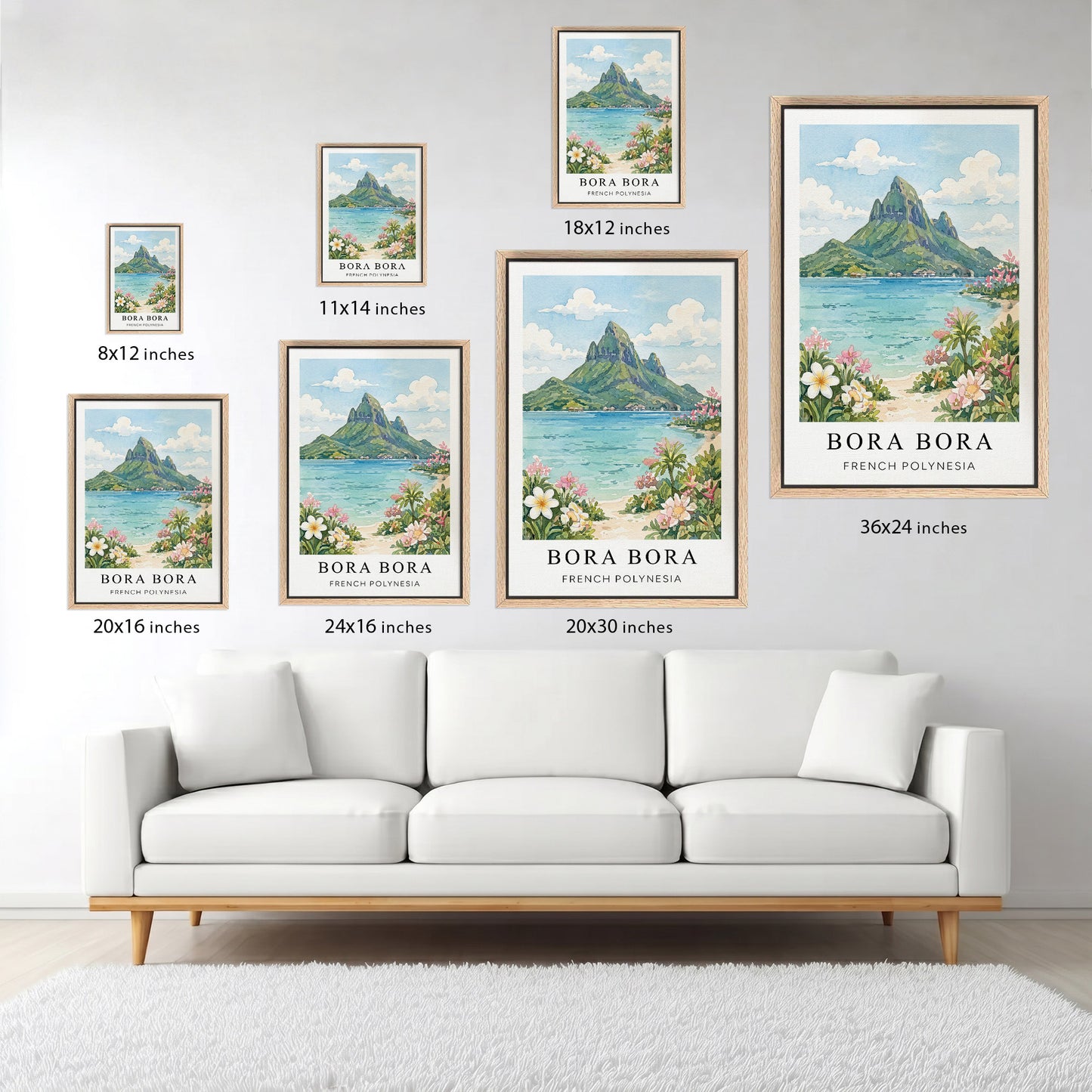 Bora Bora Canvas Wall Art – French Polynesia Decor, Tropical Lagoon Artwork