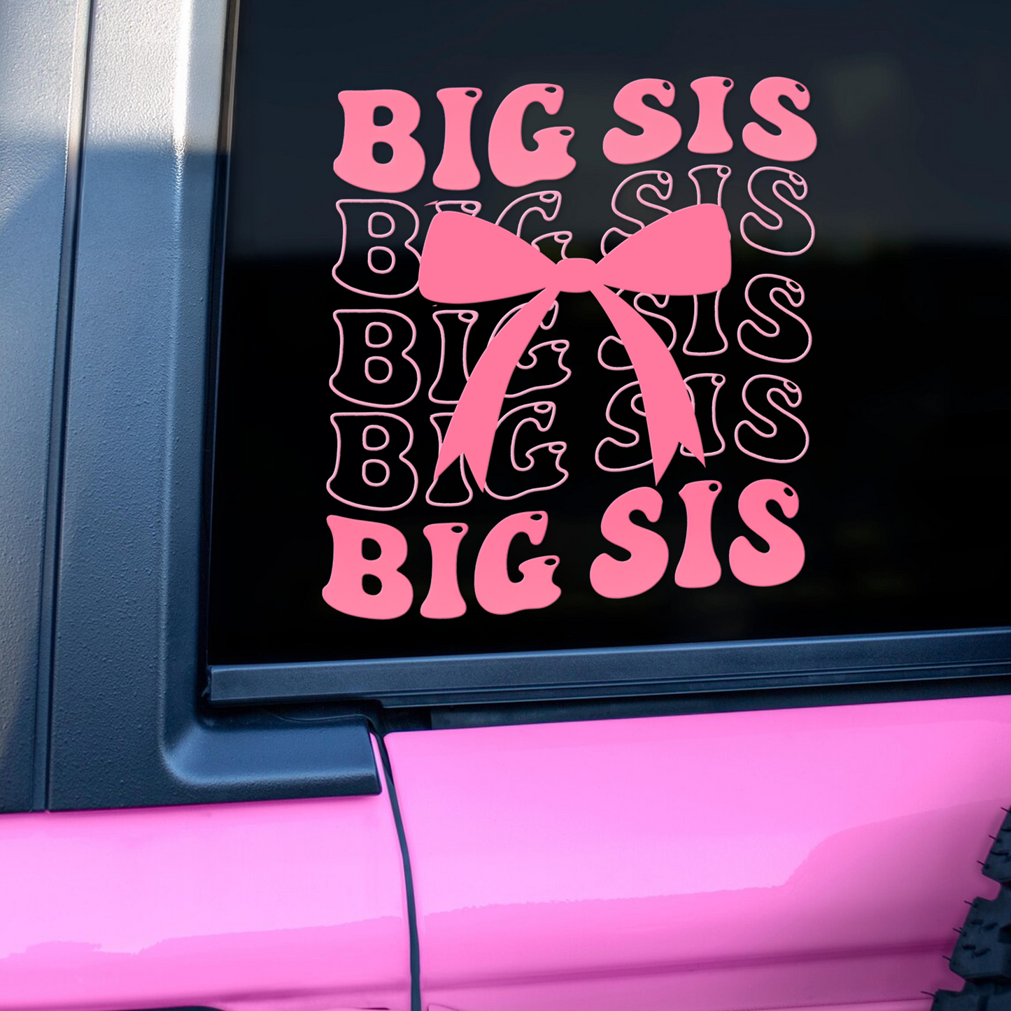 "Big Sis" Pink Bow Car Decal — Girly Vinyl Sticker