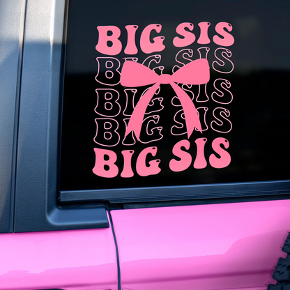 "Big Sis" Pink Bow Car Decal — Girly Vinyl Sticker