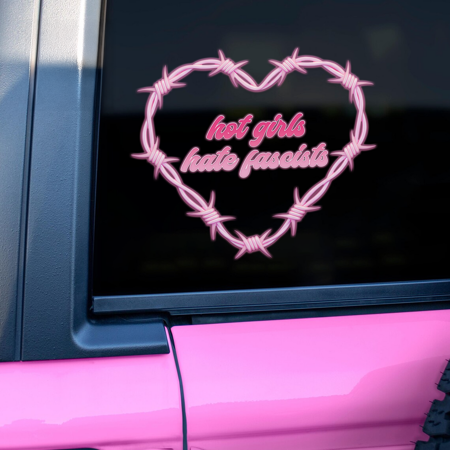 "Hot Girls Hate Fascists" Feminist Car Decal