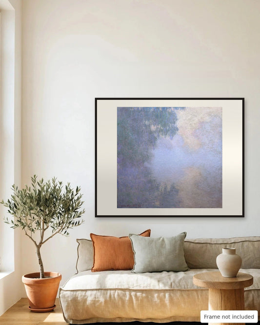 Branch of the Seine near Giverny (Mist) by Claude Monet (1897) framed on a living room wall - frame not included