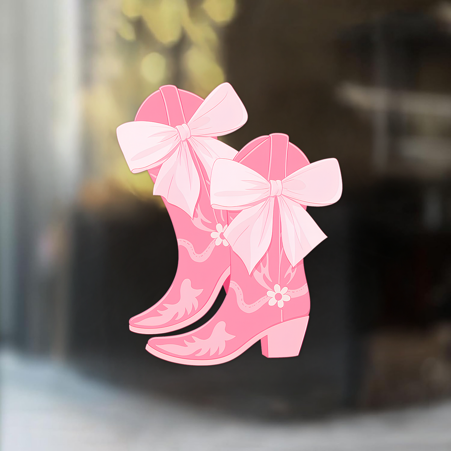 Flower Boots Car Decal — Cute Pink Bow Vinyl Sticker