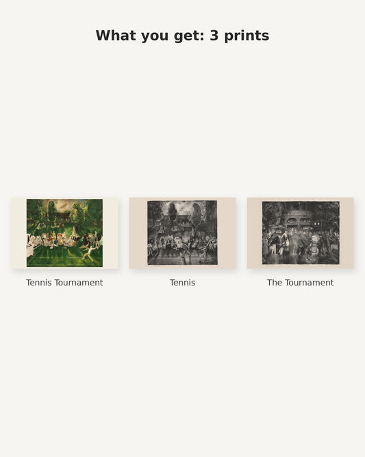 What you get: George Bellows tennis print set of 3 - Tennis Tournament, Tennis, The Tournament