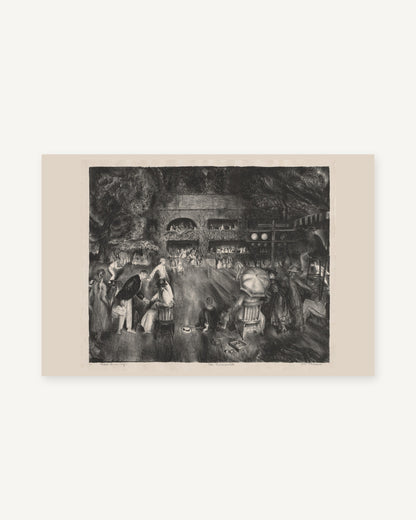 Unframed The Tournament by George Bellows 1920 black and white lithograph print with paper border