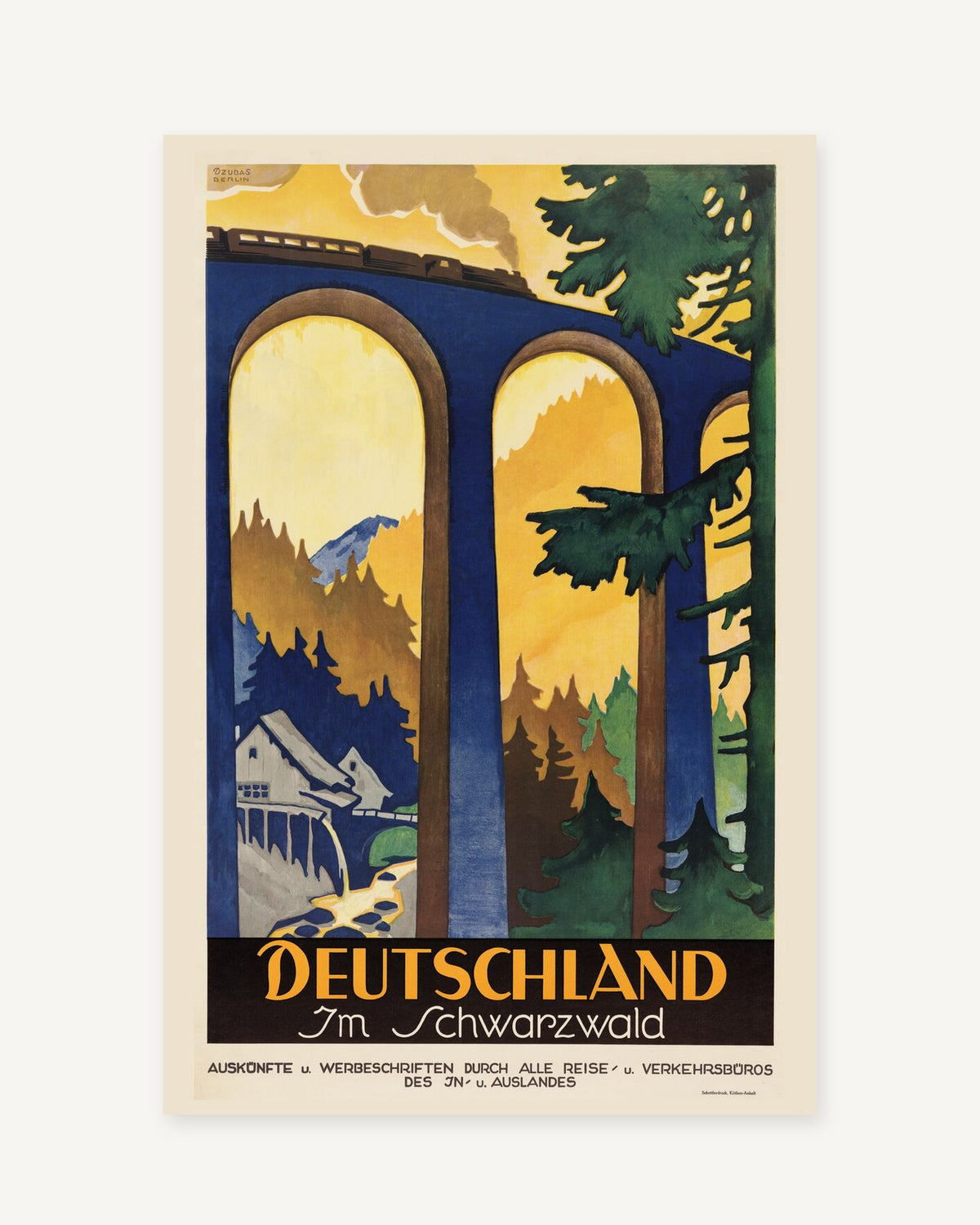 Black Forest vintage travel poster (1925) - full print with white border