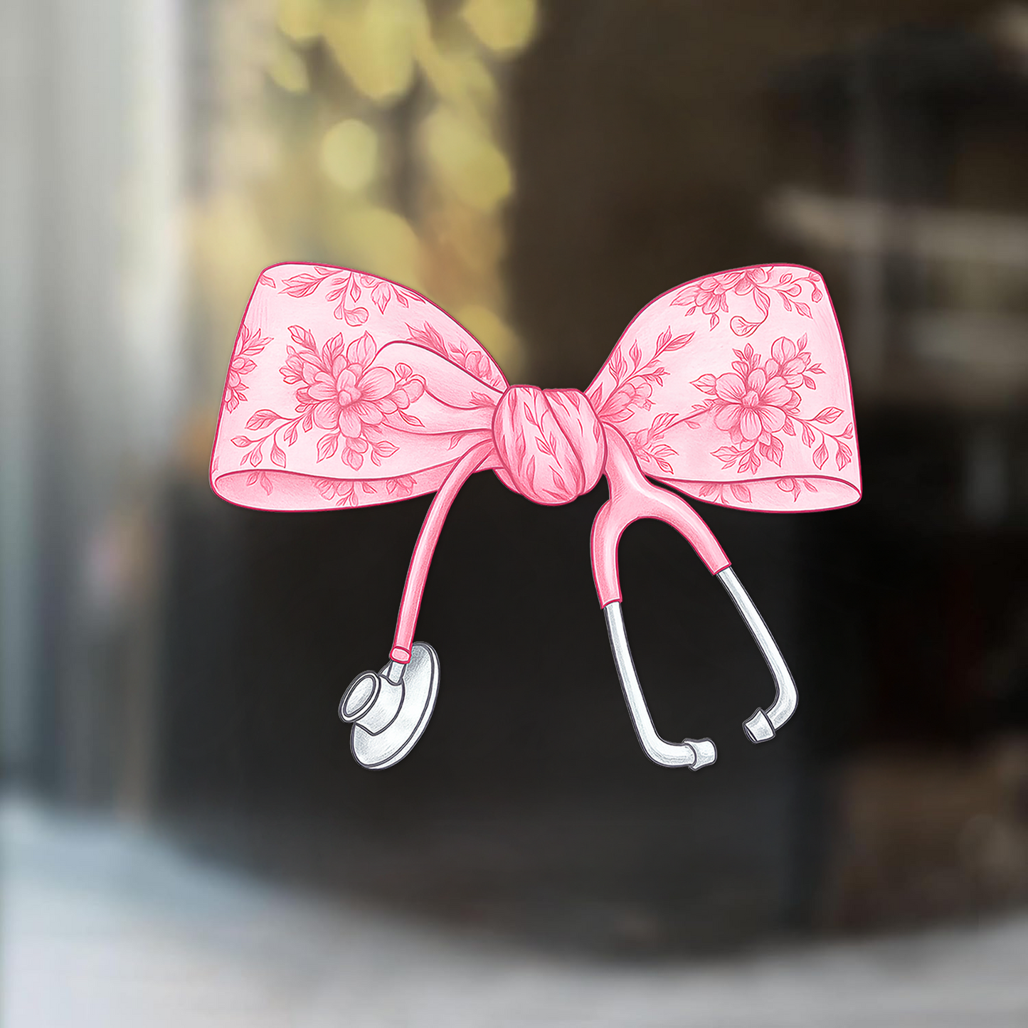 Nurse Bow Car Decal — Pink Girly Vinyl Sticker