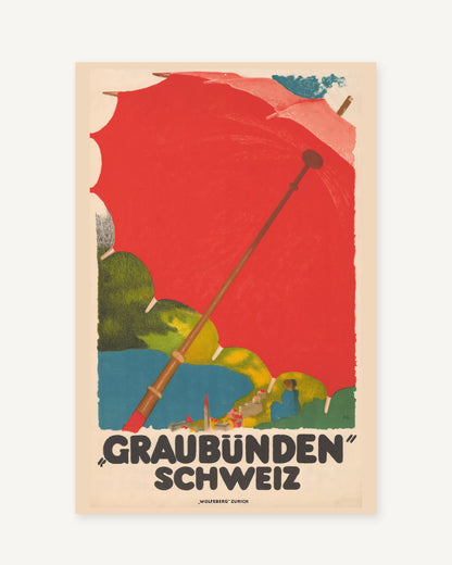 Graubunden vintage travel poster (1924) - full print with white border