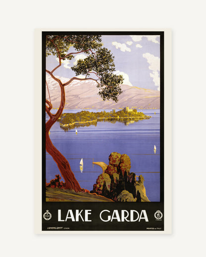 Lake Garda vintage travel poster (1924) - full print with white border