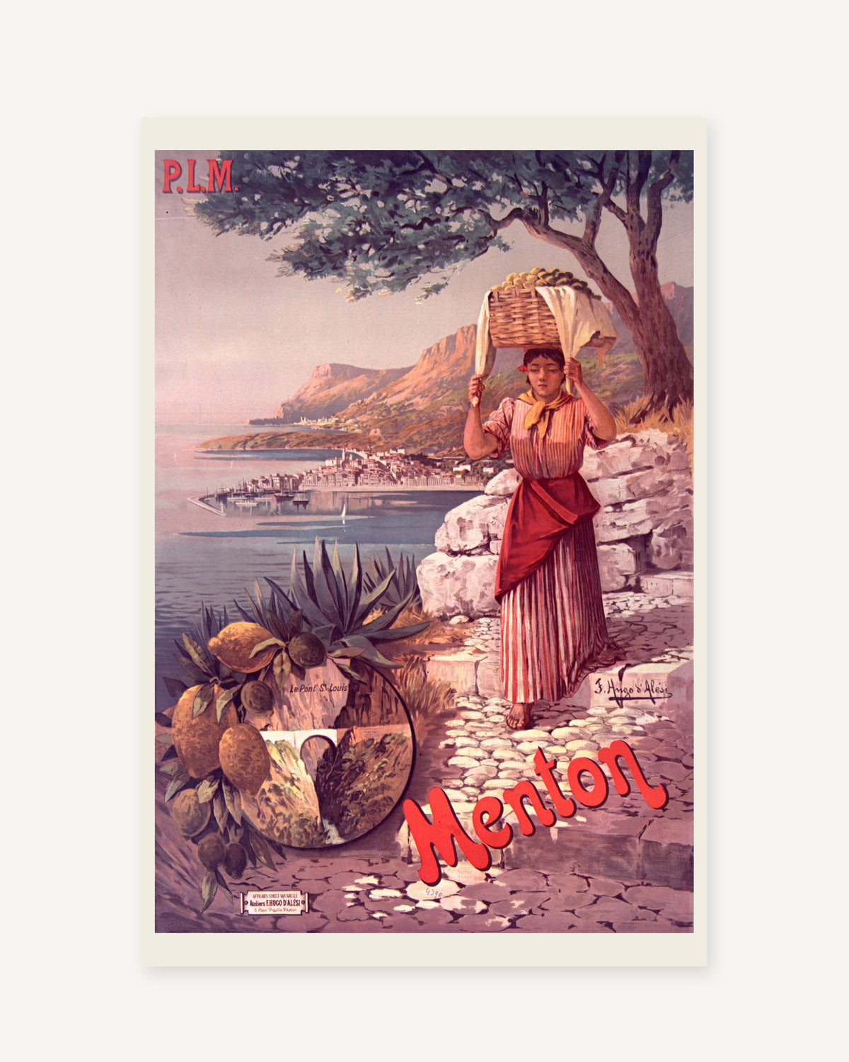 Menton vintage travel poster (1898) - full print with white border