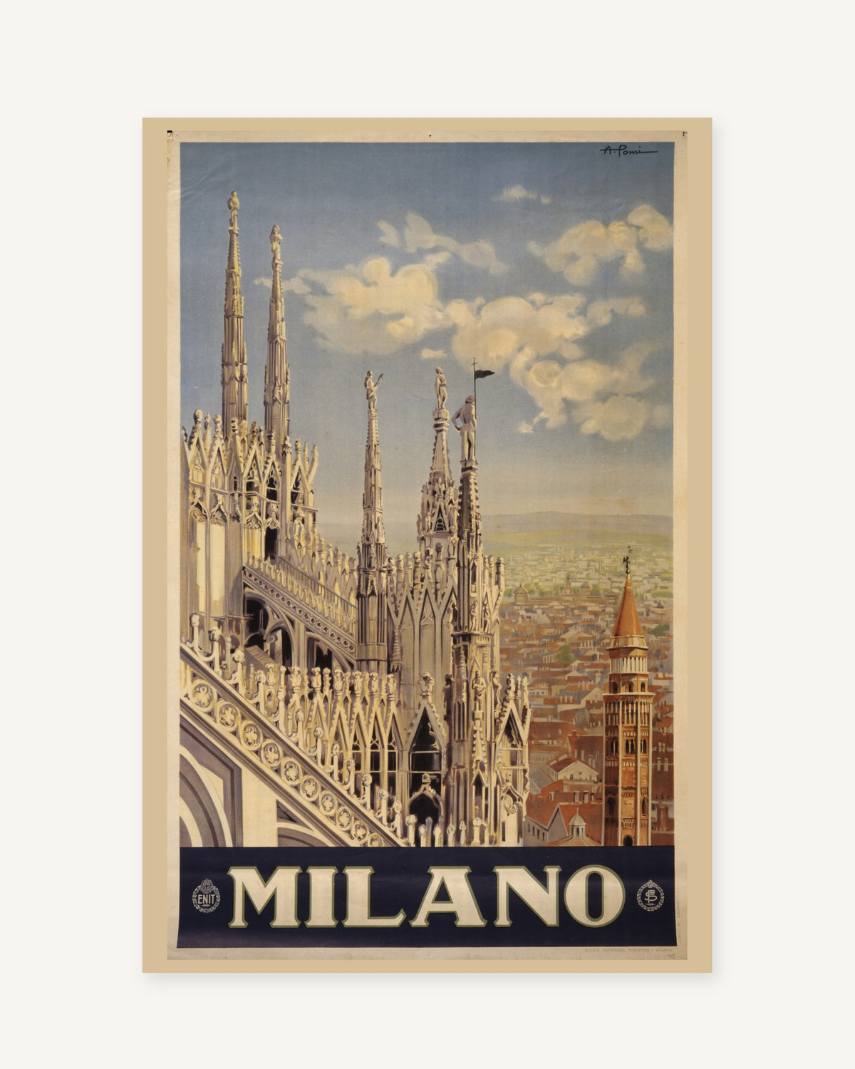 Milan vintage travel poster (1920) - full print with white border
