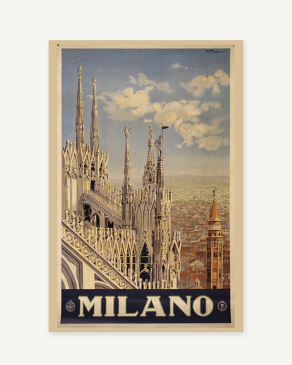 Milan vintage travel poster (1920) - full print with white border