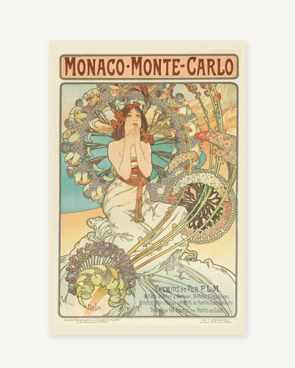 Monaco Monte-Carlo vintage travel poster (1897) - full print with white border