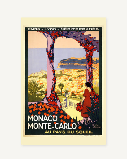 Monaco vintage travel poster (c. 1920) - full print with white border