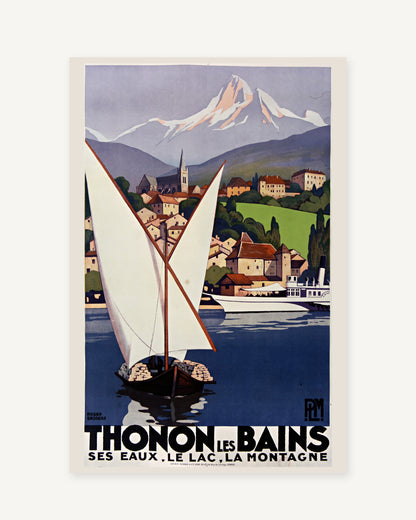 Thonon-les-Bains vintage travel poster (1929) - full print with white border