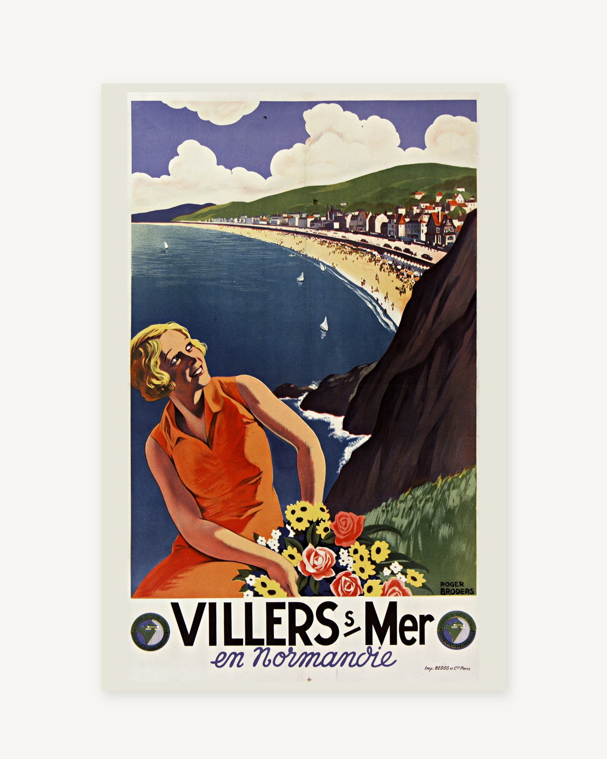 Villers-sur-Mer vintage travel poster (1920s) - full print with white border