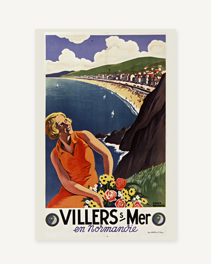 Villers-sur-Mer vintage travel poster (1920s) - full print with white border