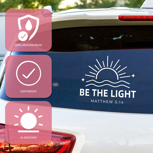 "Be The Light" Christian Cross Car Decal