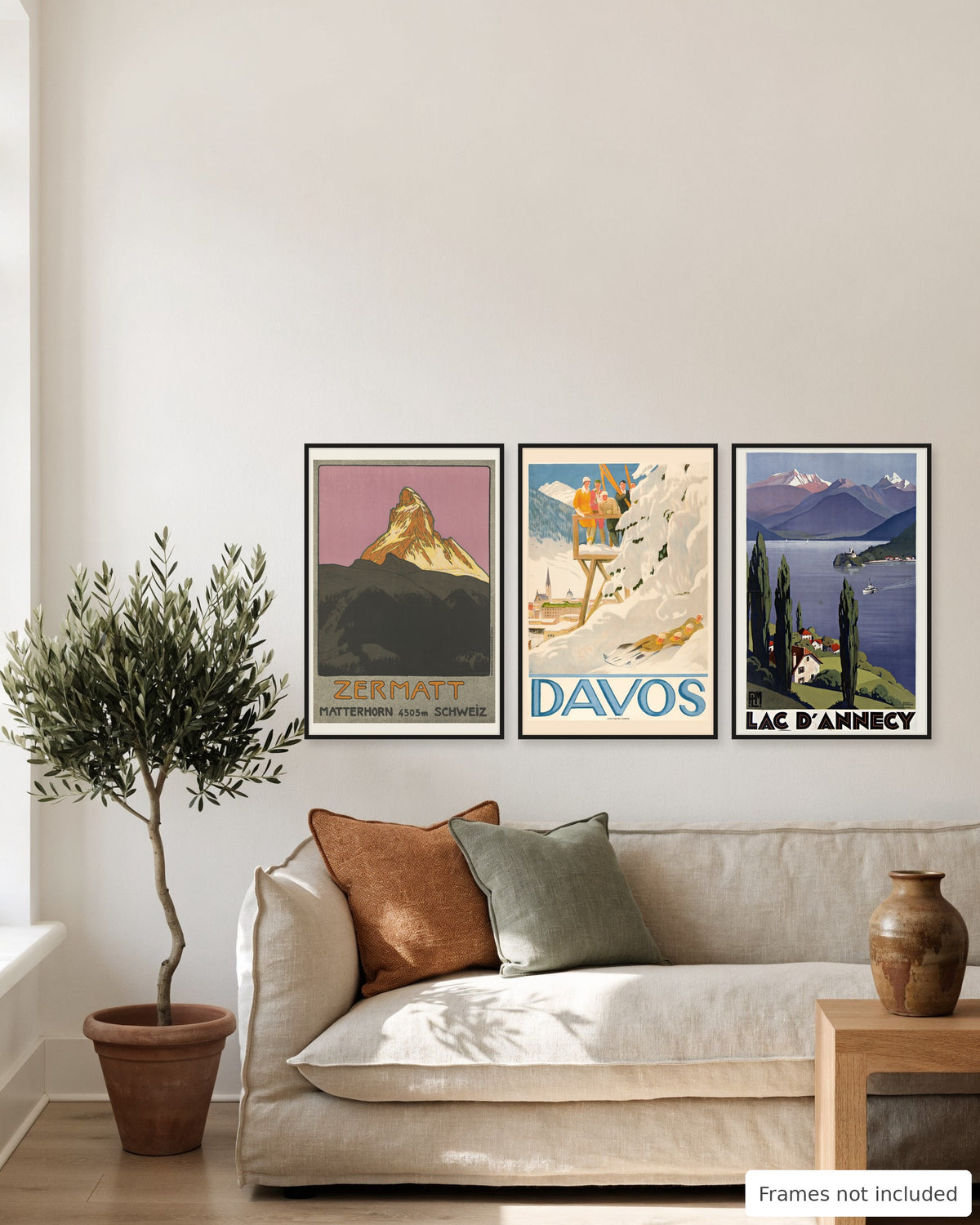 Alps vintage poster set of 3 gallery wall, second view