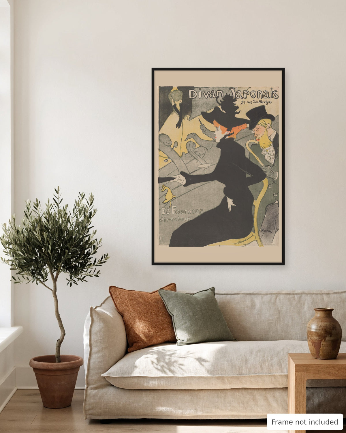 Divan Japonais poster by Toulouse-Lautrec (1893) shown on a living room wall, second view