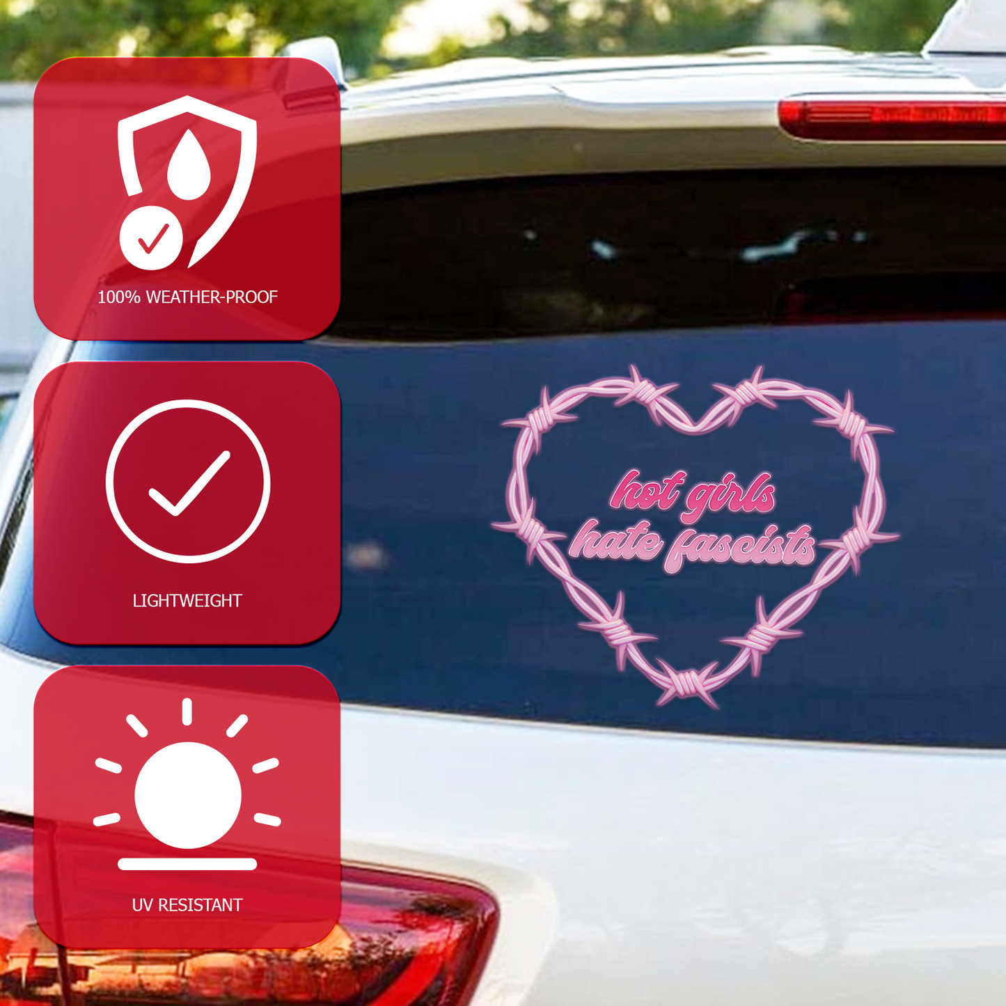 "Hot Girls Hate Fascists" Feminist Car Decal