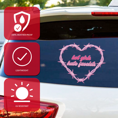 "Hot Girls Hate Fascists" Feminist Car Decal
