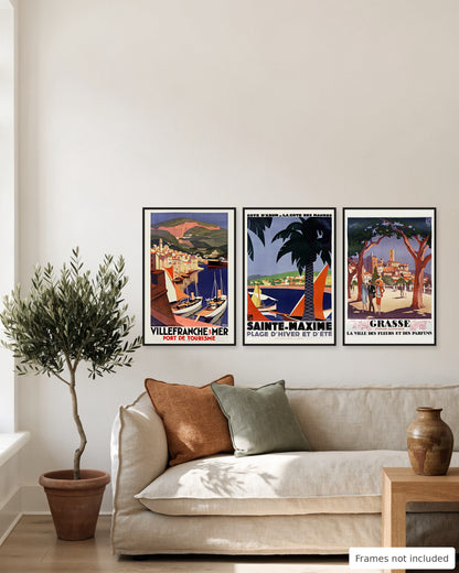 French Riviera vintage poster set of 3 gallery wall, second view