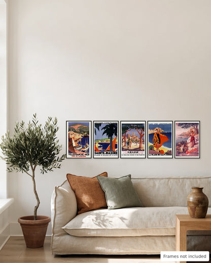 French Riviera vintage poster set of 5 gallery wall, second view