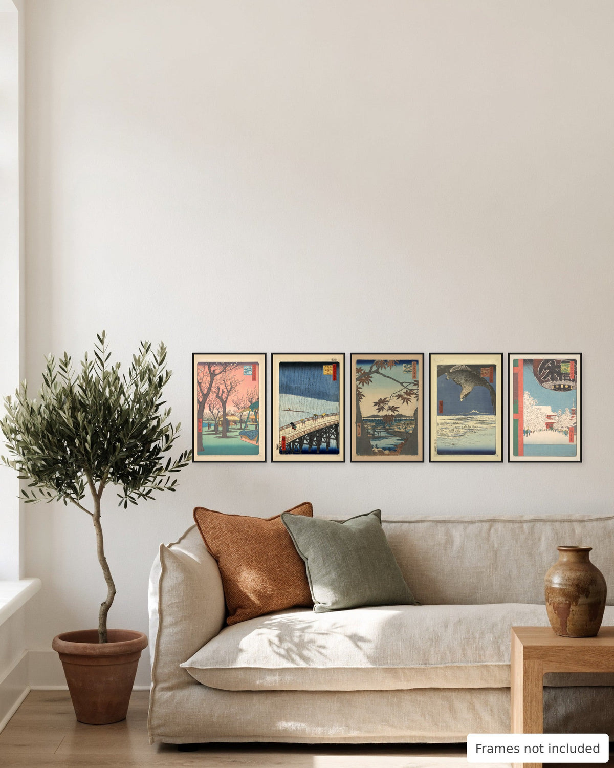 Hiroshige Seasons of Edo Print Set of 5 gallery wall, second view - frames not included