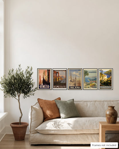 Italy vintage poster set of 5 gallery wall, second view
