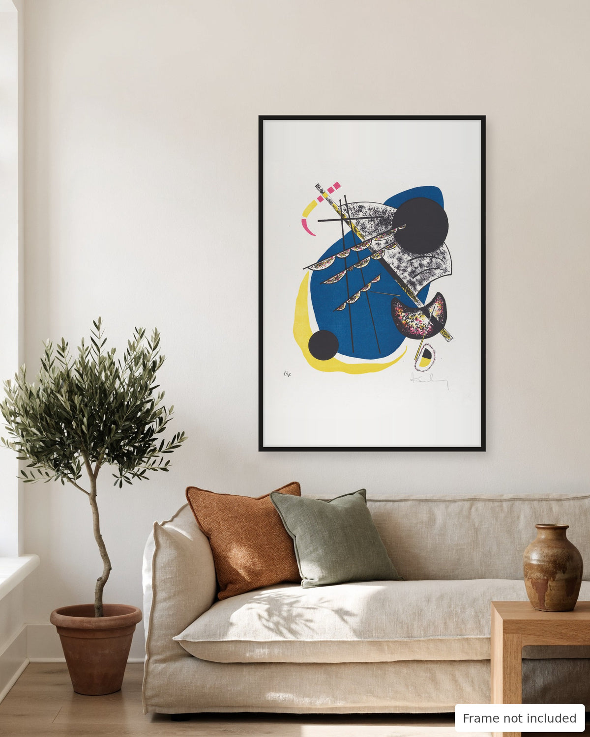 Small Worlds II print by Wassily Kandinsky (1922) shown on a living room wall, second view