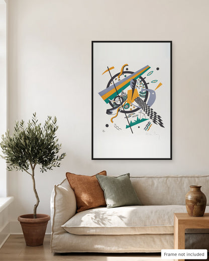Small Worlds IV print by Wassily Kandinsky (1922) shown on a living room wall, second view