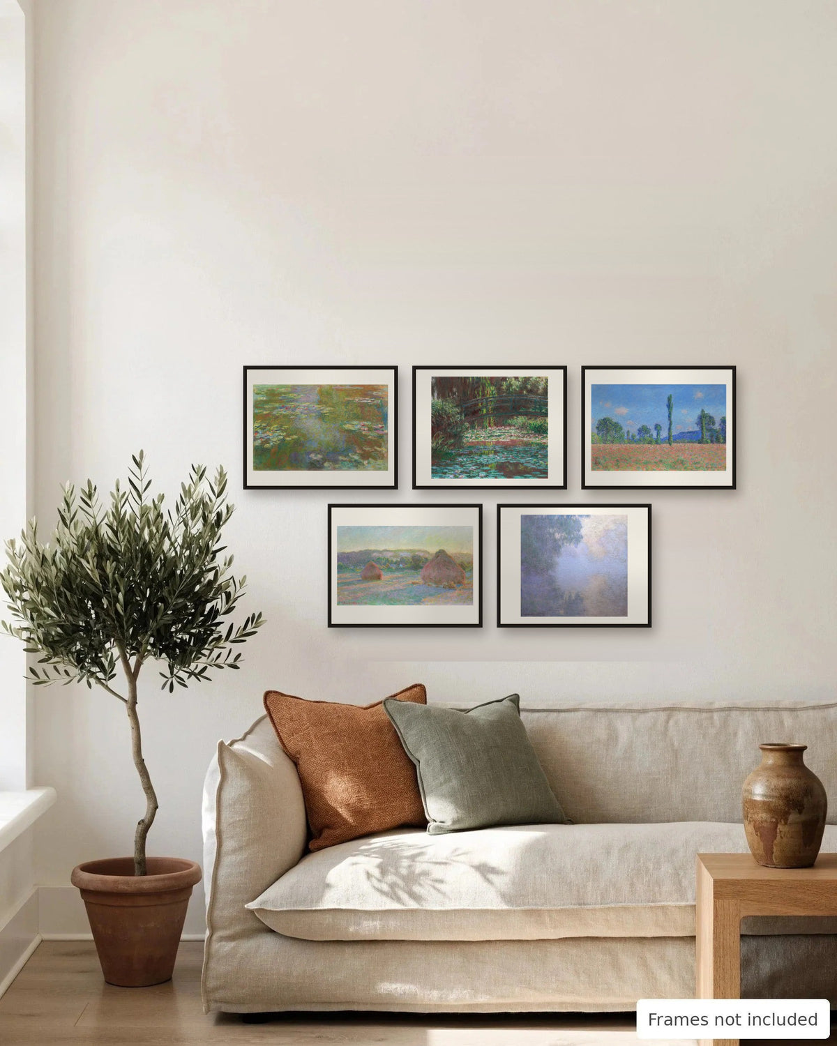 Claude Monet Print Set of 5 gallery wall, second view - frames not included
