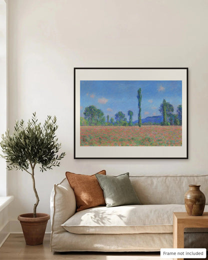 Poppy Field, Giverny by Claude Monet on a living room wall, second view - frame not included