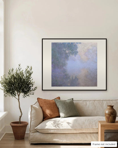 Seine near Giverny in the Mist by Claude Monet on a living room wall, second view - frame not included