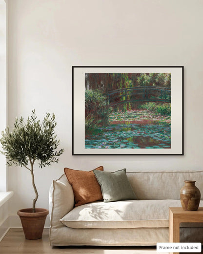 Monet Japanese Footbridge on a living room wall, second view - frame not included