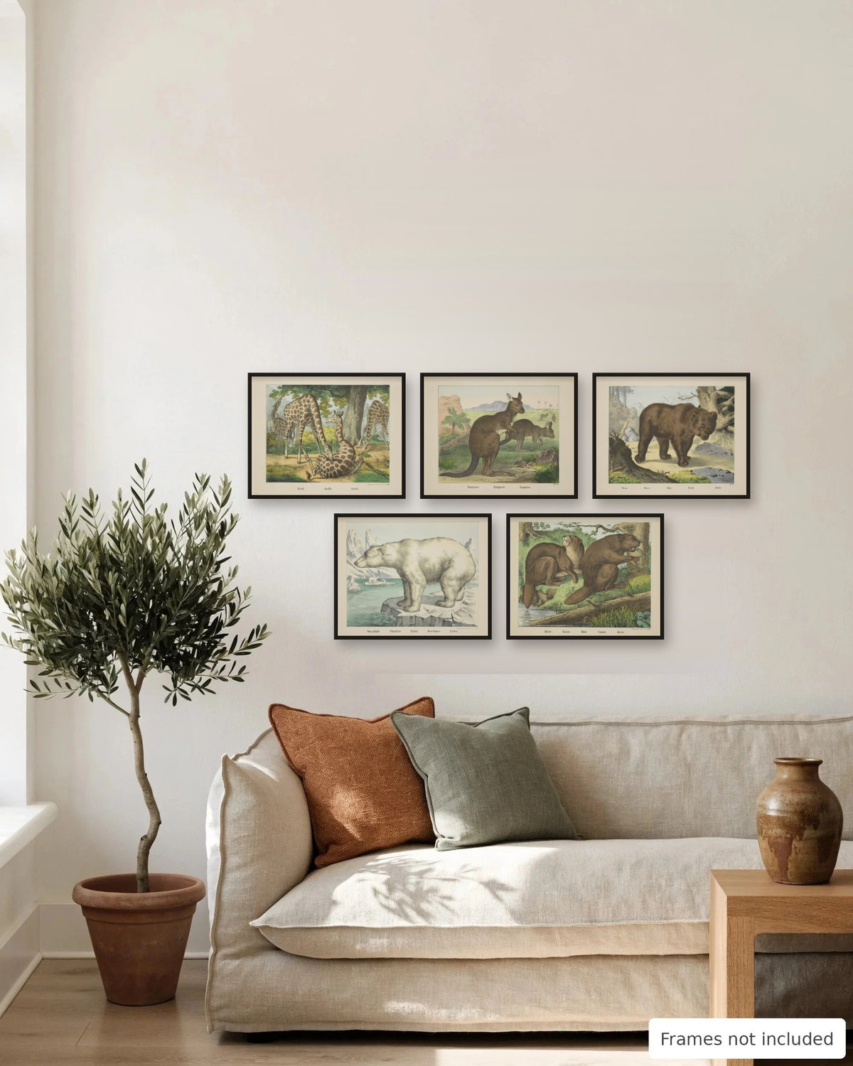 Vintage Animal Print Set of 5 gallery wall, second view - frames not included