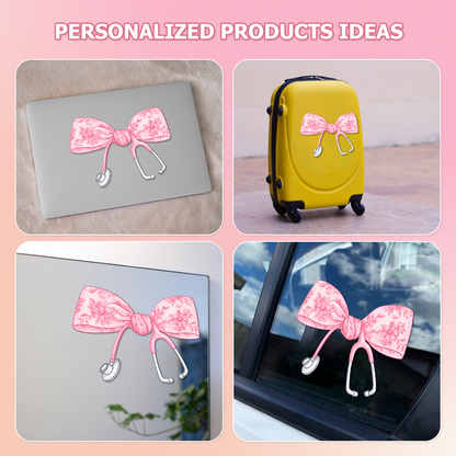 Nurse Bow Car Decal — Pink Girly Vinyl Sticker
