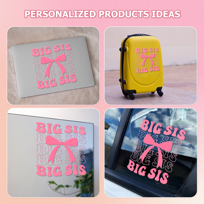 "Big Sis" Pink Bow Car Decal — Girly Vinyl Sticker