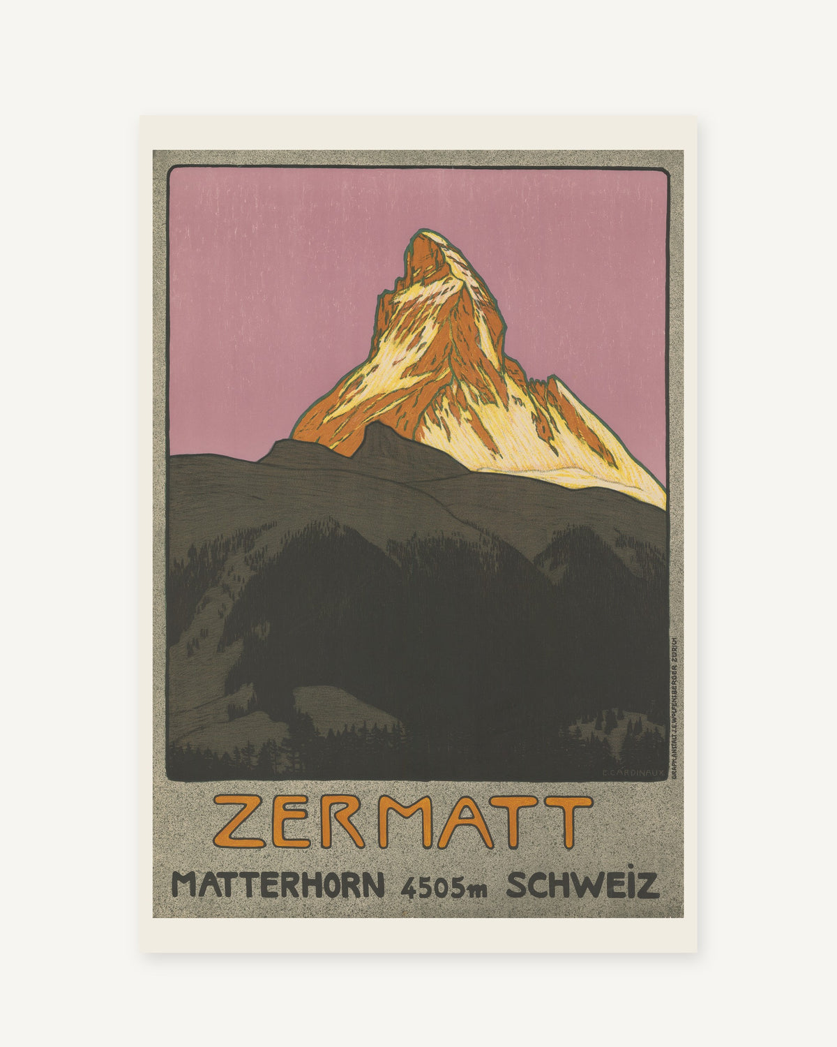 Zermatt vintage travel poster - Alps set of 5