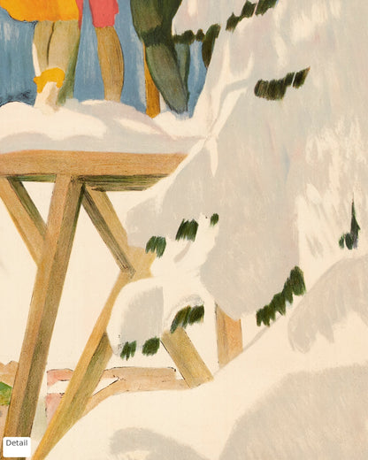 Close-up detail of the Davos vintage travel poster (1918)